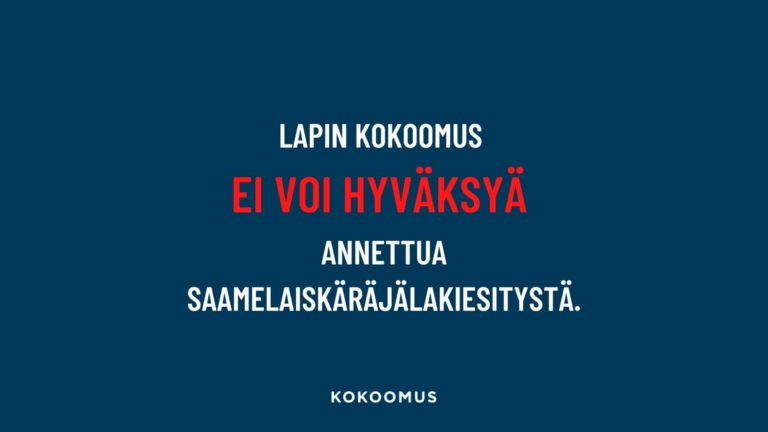 Lapin Kokoomus ei voi hyväksyä annettua saamelaiskäräjälakiesitystä